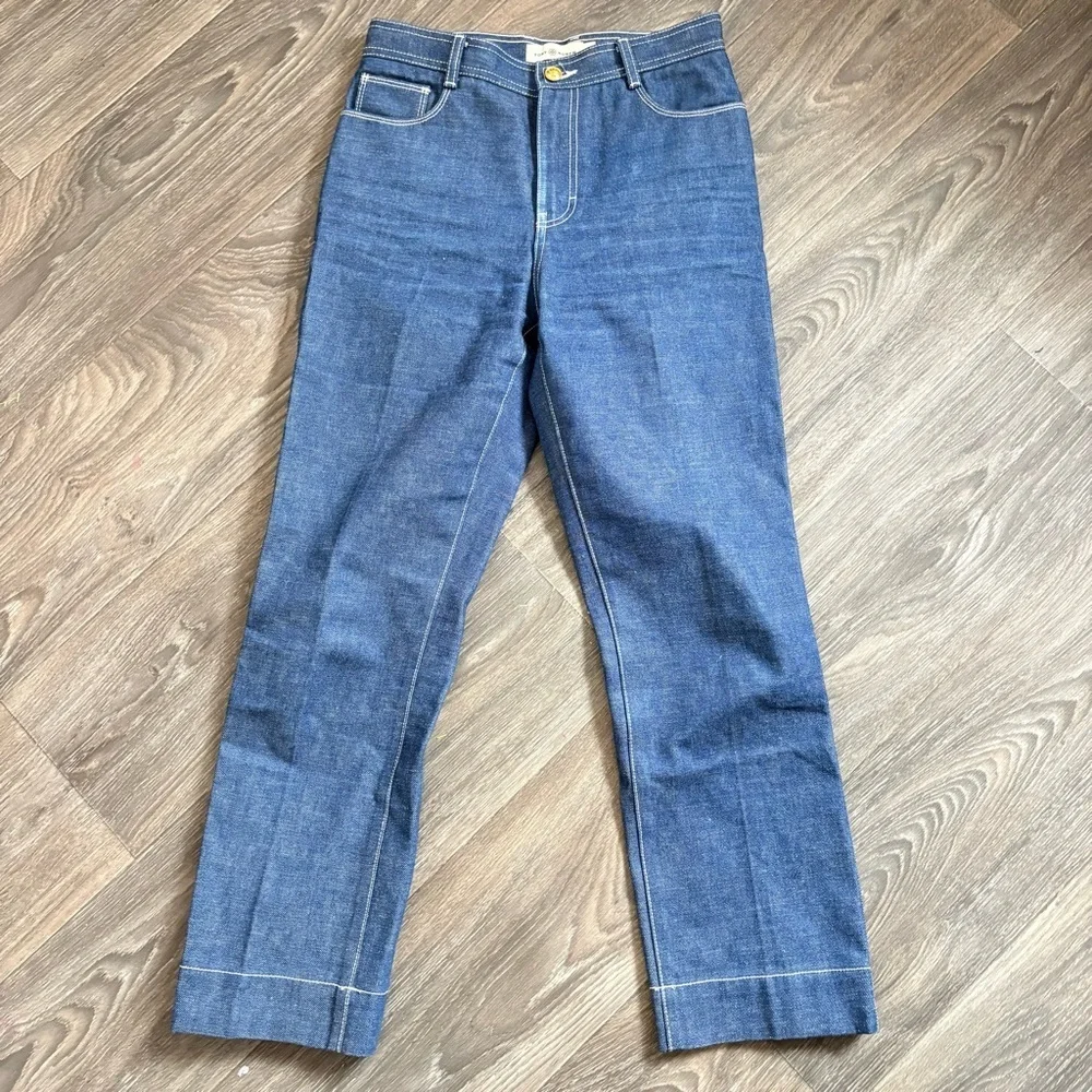 NWOT Tory Burch Runway Cropped Straight Leg Denim Jeans Size 27